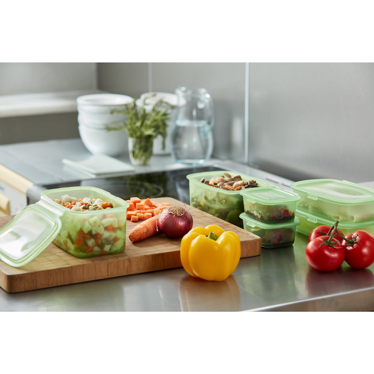 3pc Reusable silicone Boxes - Green