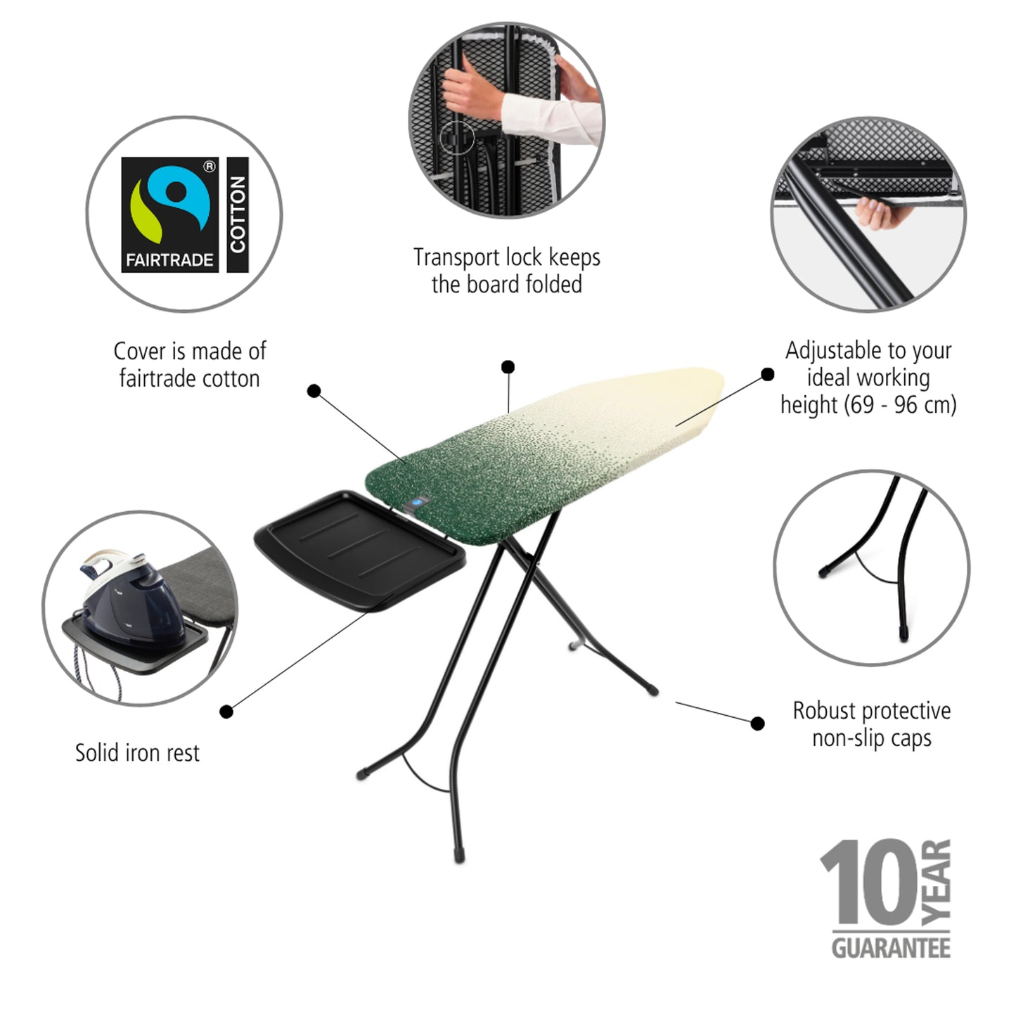 Ironing Board 124x45cm (C) Solid Steam Unit Holder - New Dawn