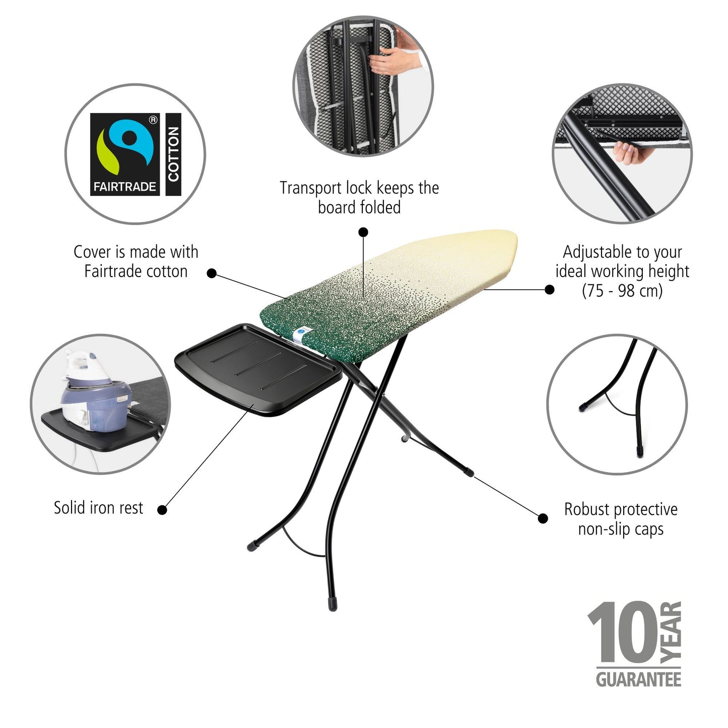 Ironing Board 124x45cm (C) Solid Steam Unit Holder - New Dawn