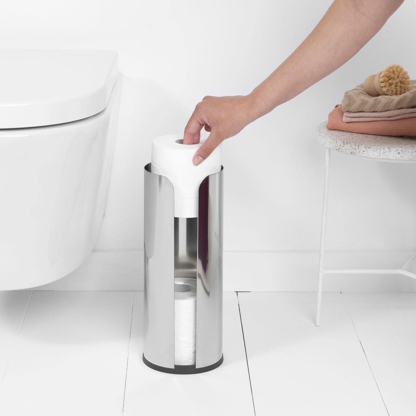 Toilet Roll Dispenser - Brilliant Steel