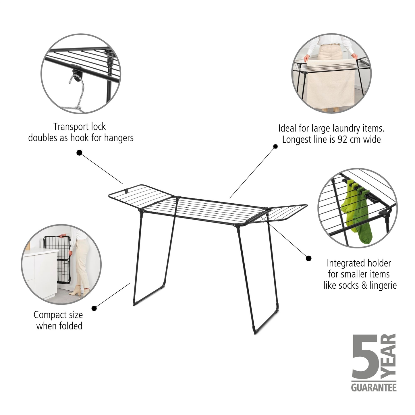 HangOn Drying Rack Too, 18 metres - Matt Black