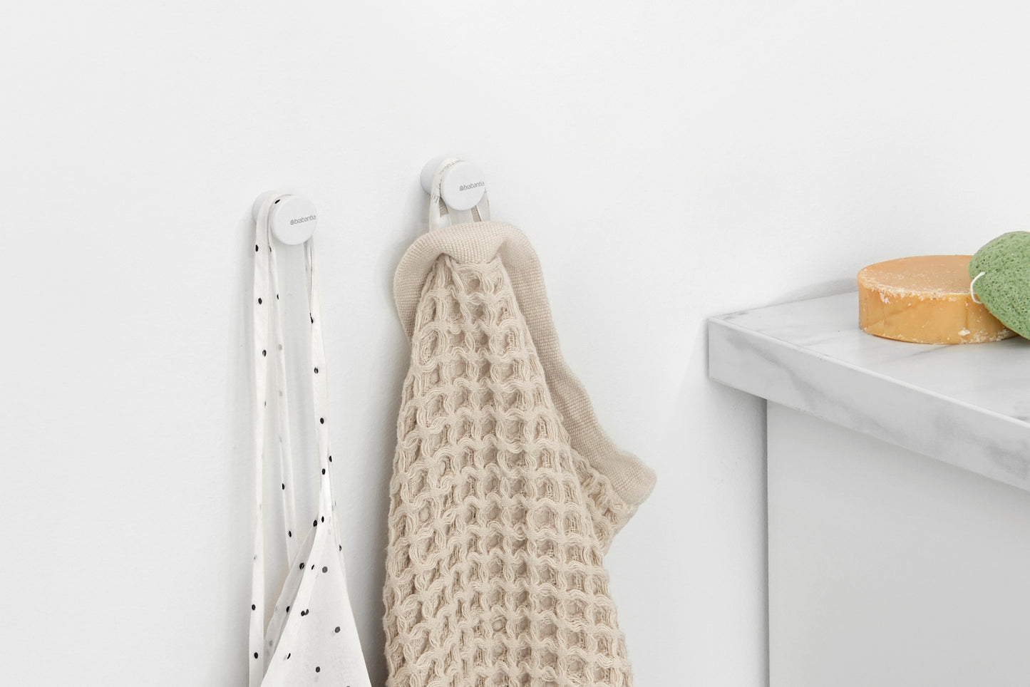 MindSet Towel Hooks,Metal Set of 2 - Mineral Fresh White