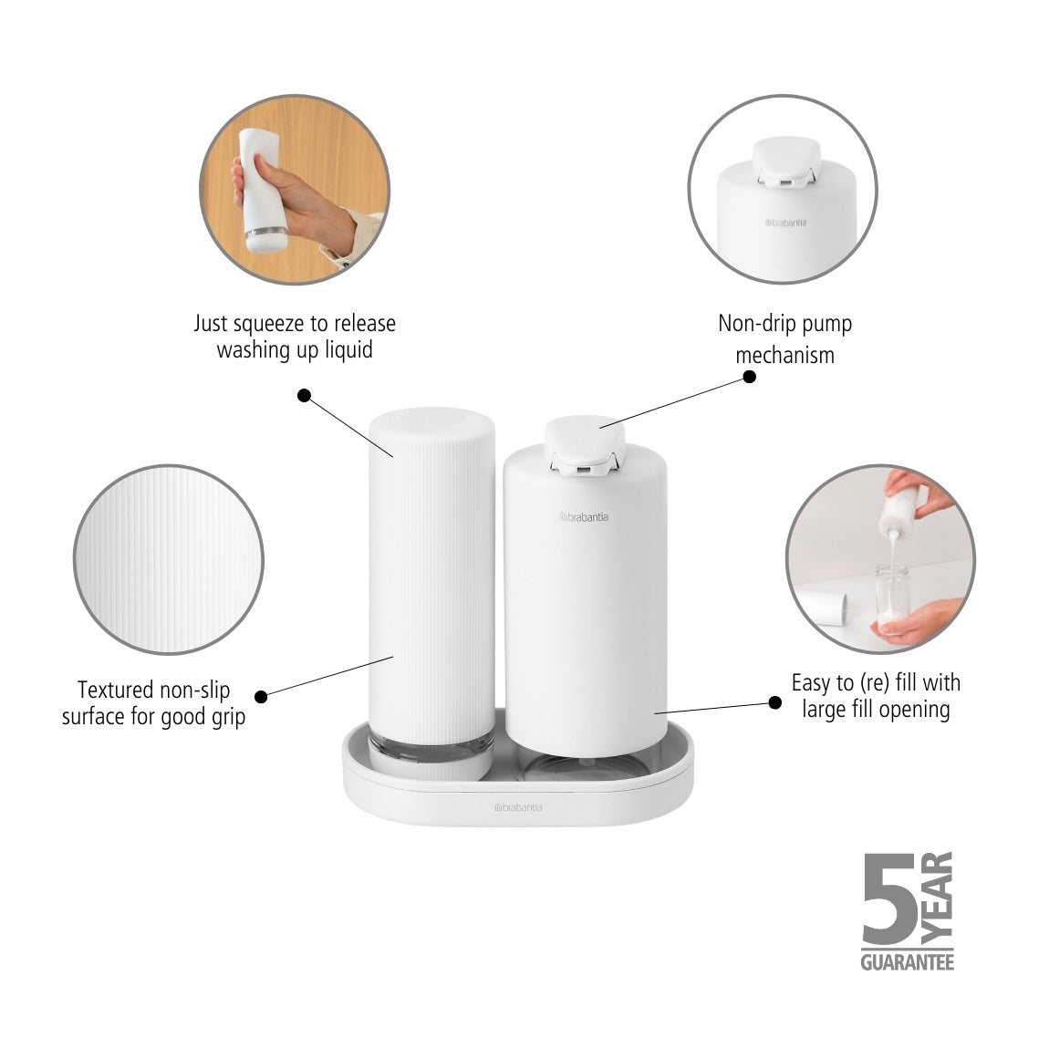 SinkStyle Soap Dispenser Set of 2 - Mineral Fresh White