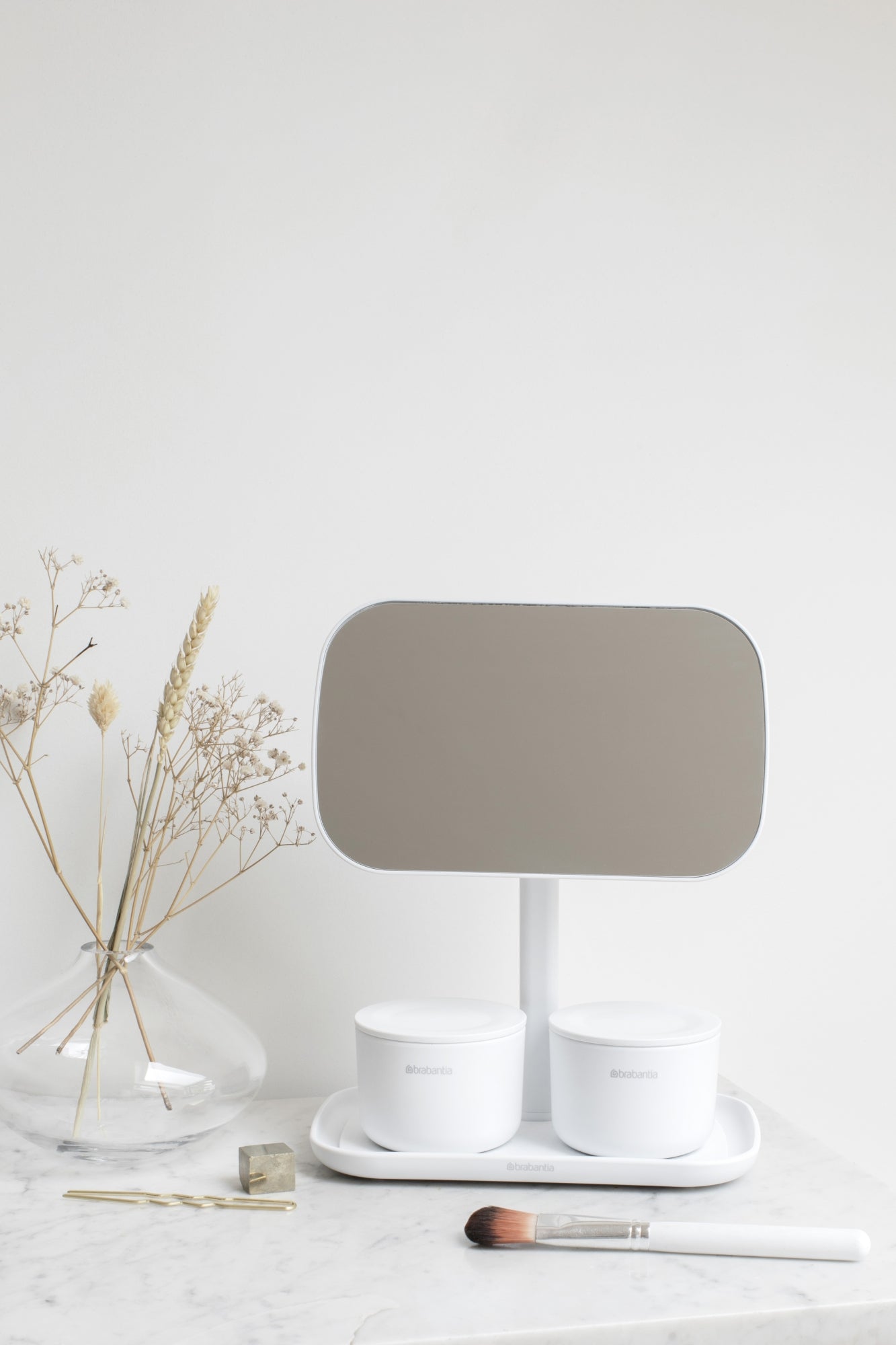 Mirror with Storage Tray - White