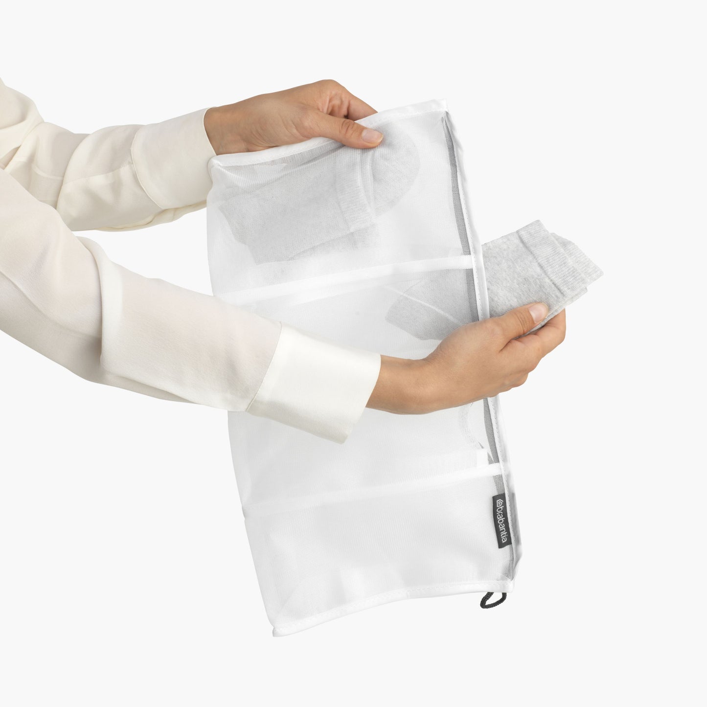 Sock Wash Bag - White / Grey Zipper