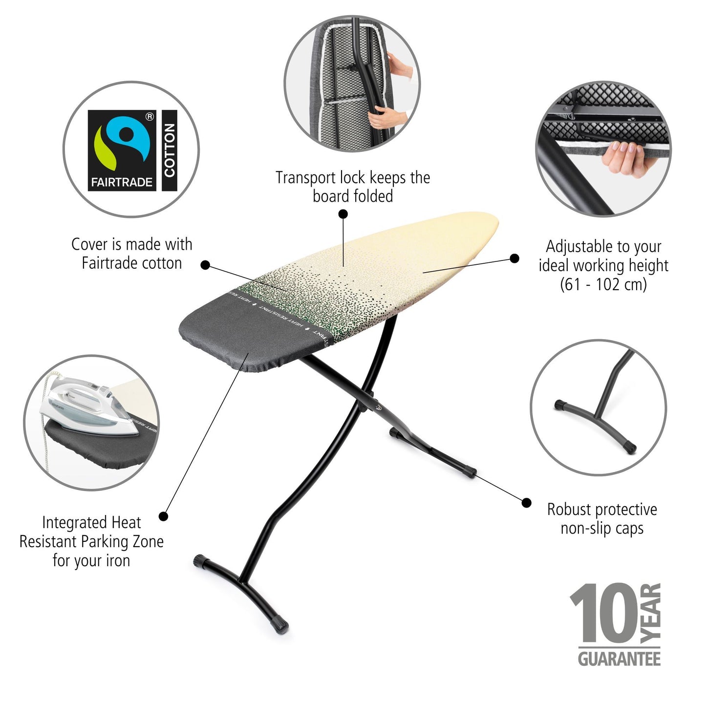 Ironing Board 135x45cm (D) Heat Resistant Iron Parking Zone - New Dawn