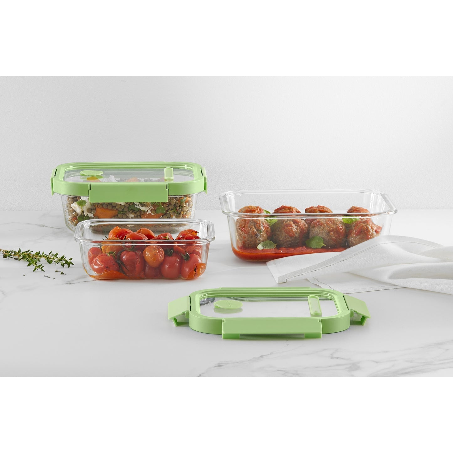 Glass Container Rectangular, 1520 ml - Green