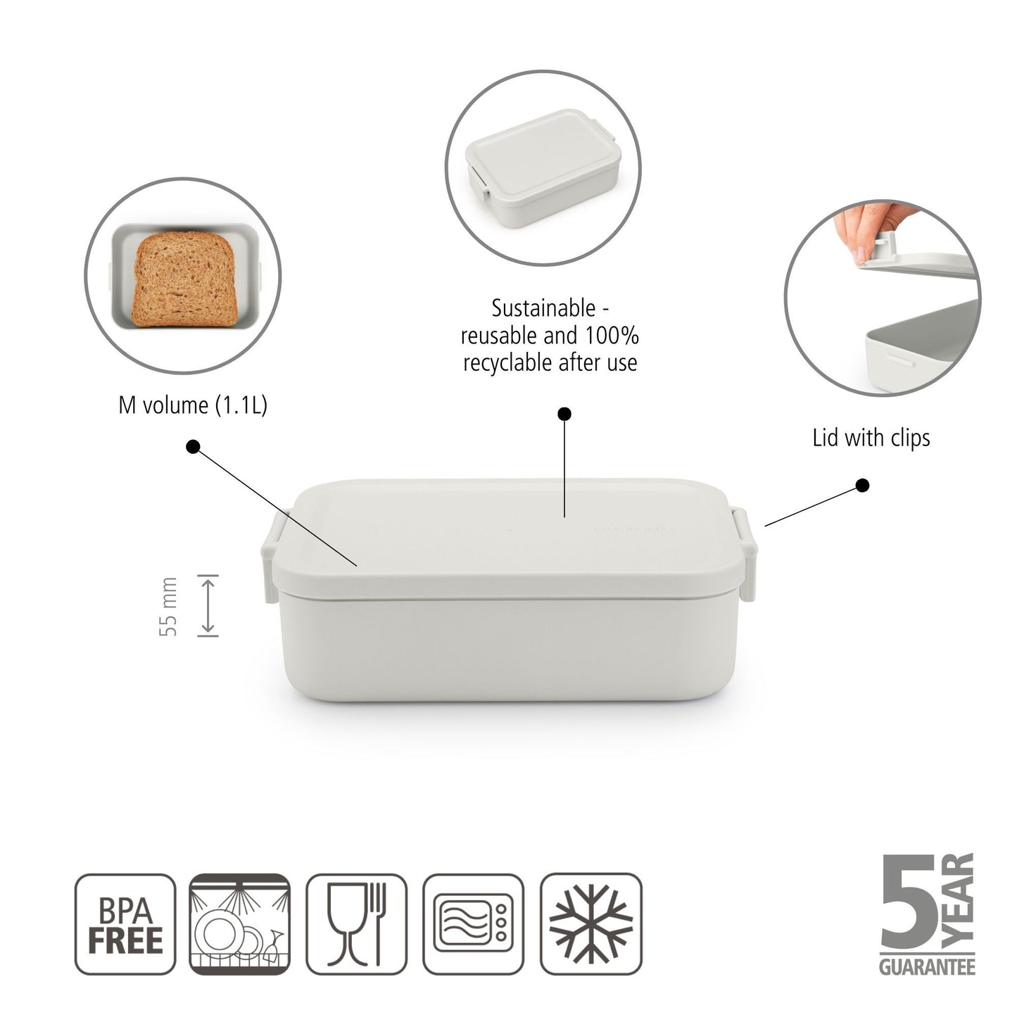 Make & Take Lunch Box, Medium - Light Grey