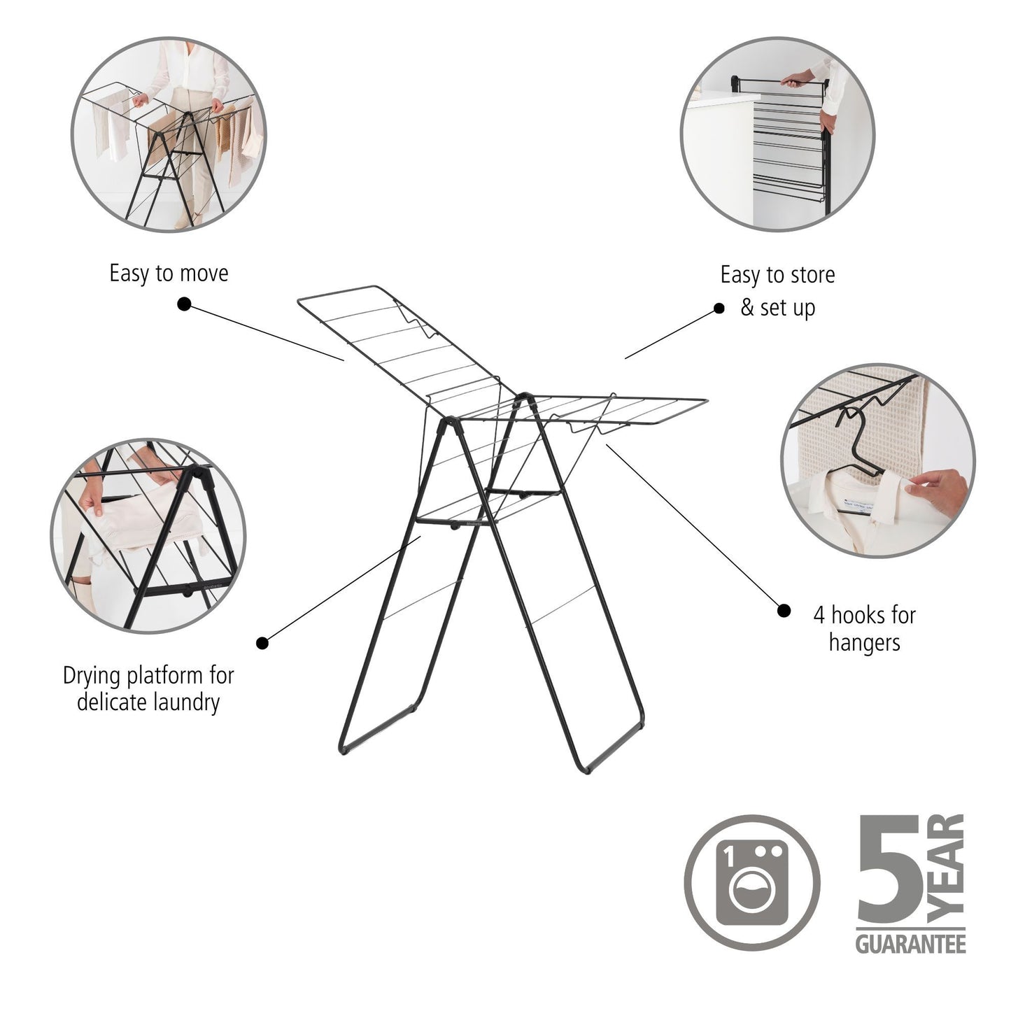 Hangon Drying Rack 15 metres Matt Black