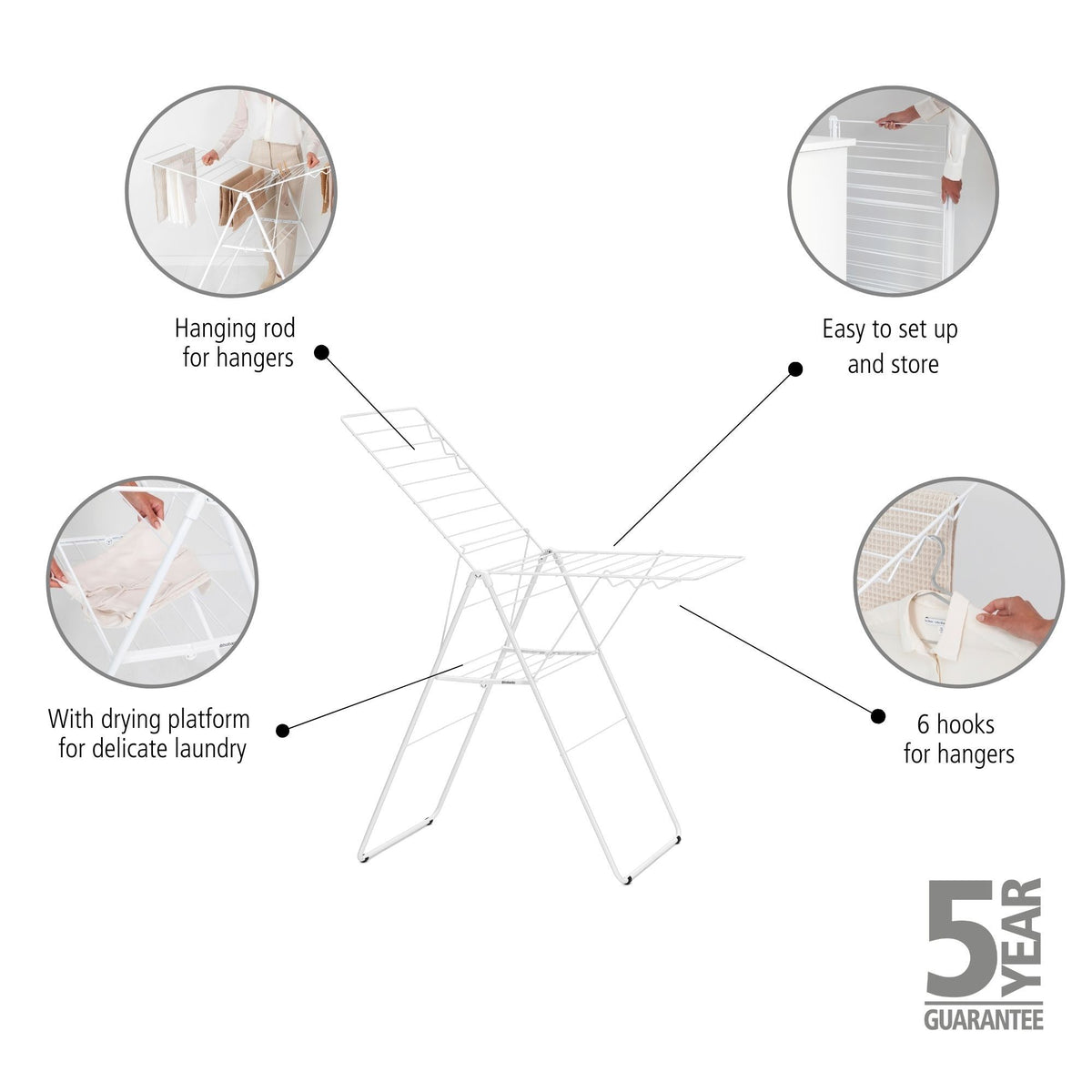 Hangon Drying Rack 20 metres Fresh White