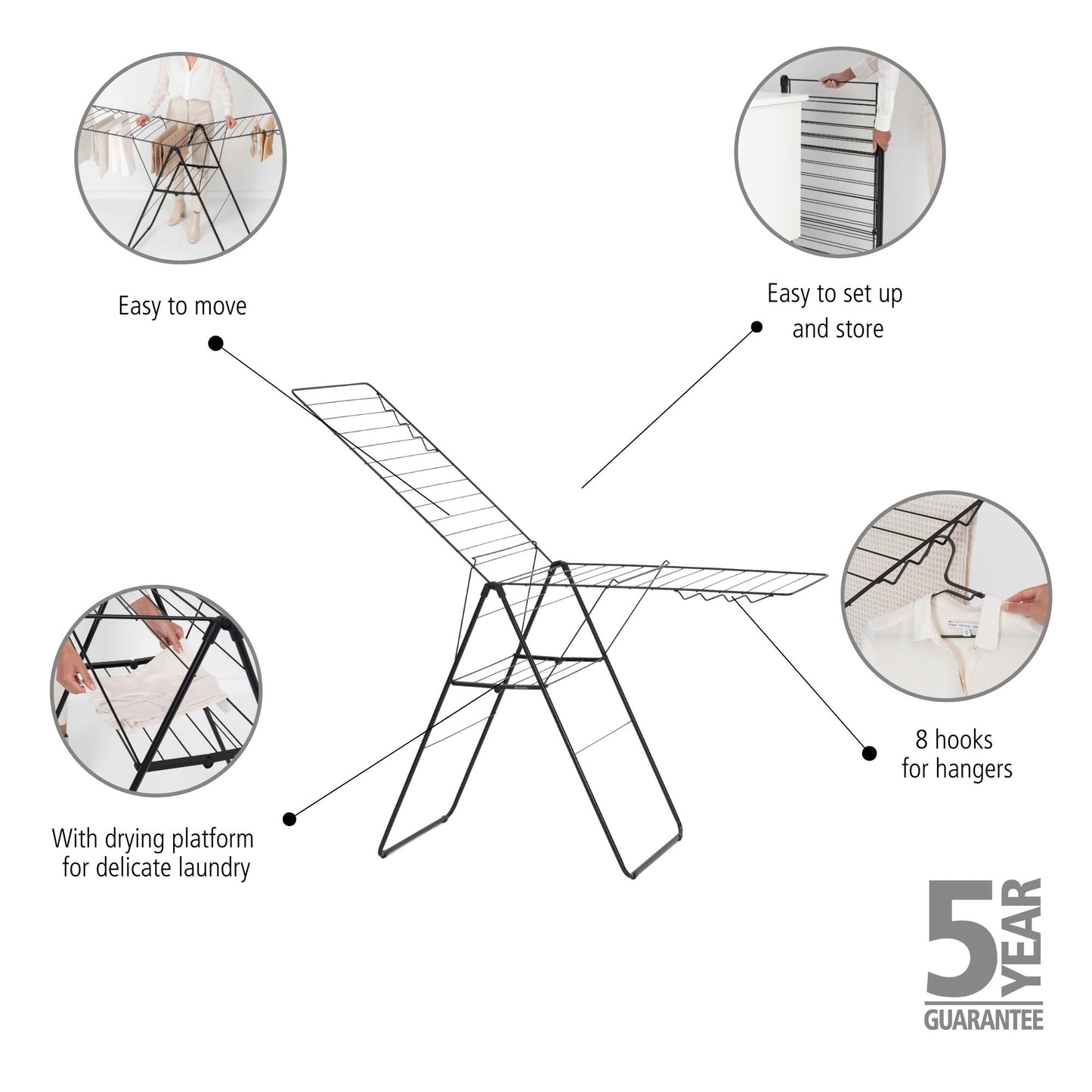 Hangon Drying Rack 25 metres Matt Black