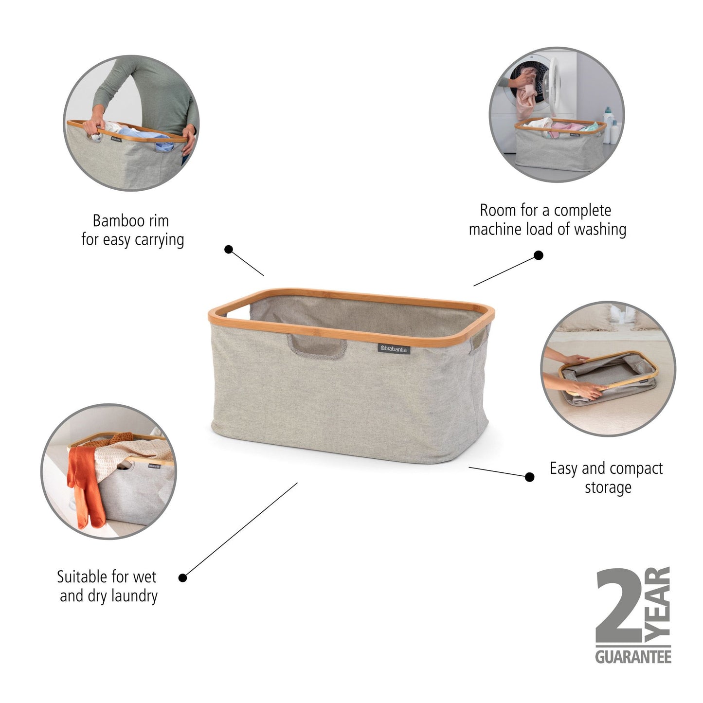 Foldable Laundry Basket 40 litre - Grey