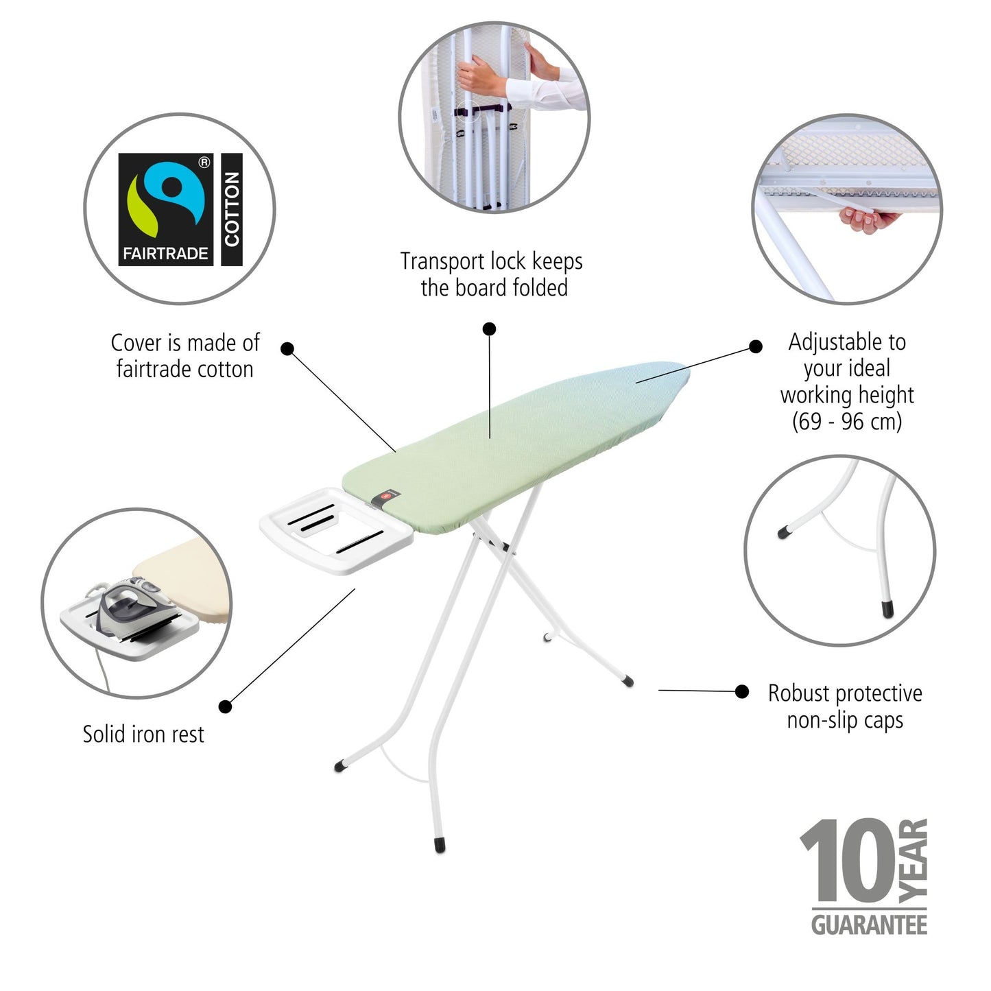 Ironing Board B 124x38 cm Solid Steam Iron Rest - Soothing Sea