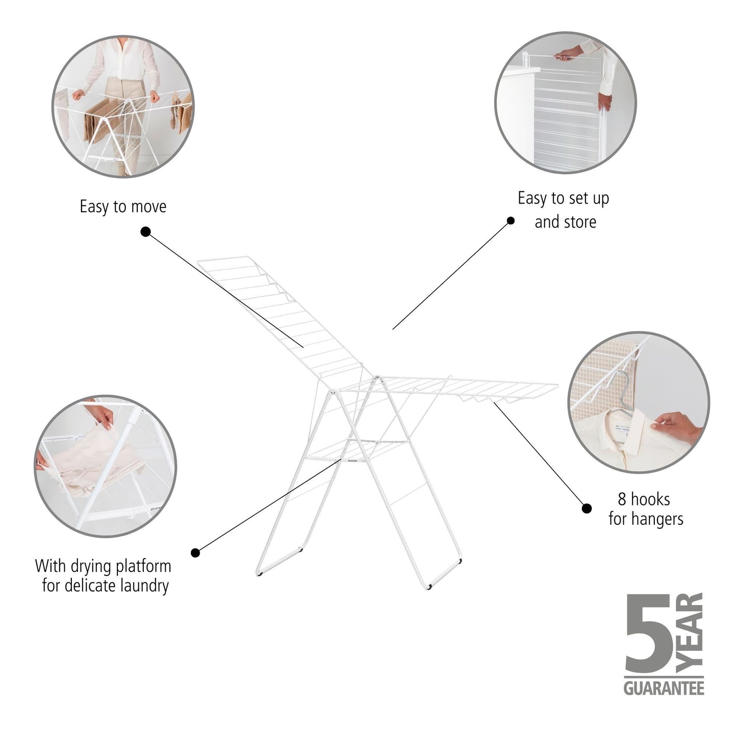 Hangon Drying Rack 25 metres Fresh White