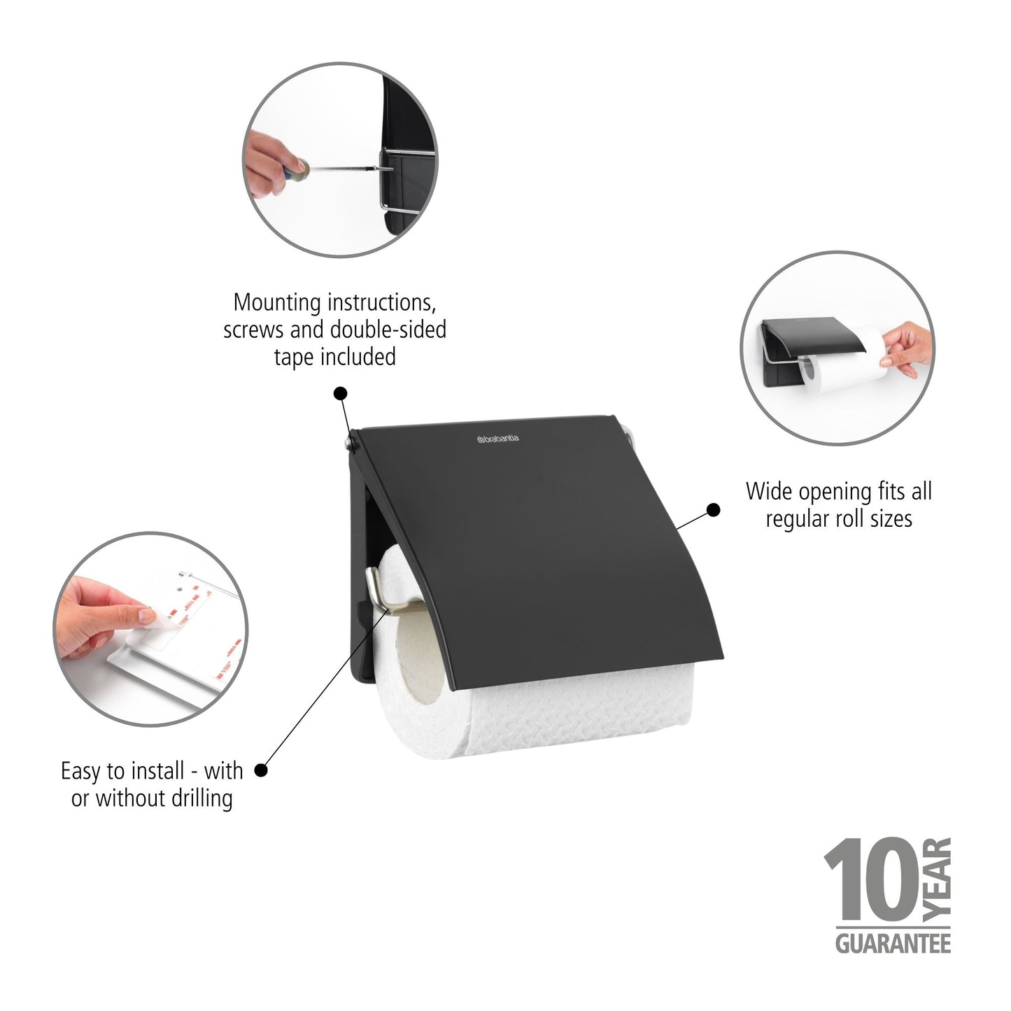 Toilet Roll Holder - Matt Black