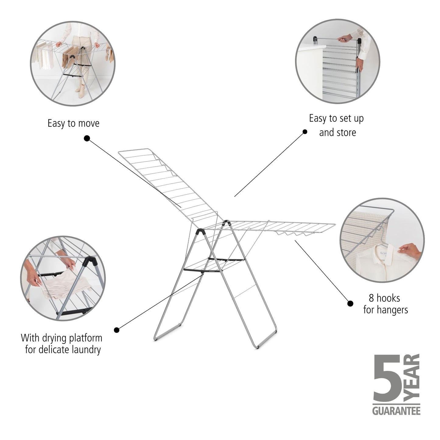 Hangon Drying Rack 25 metres Metallic Grey