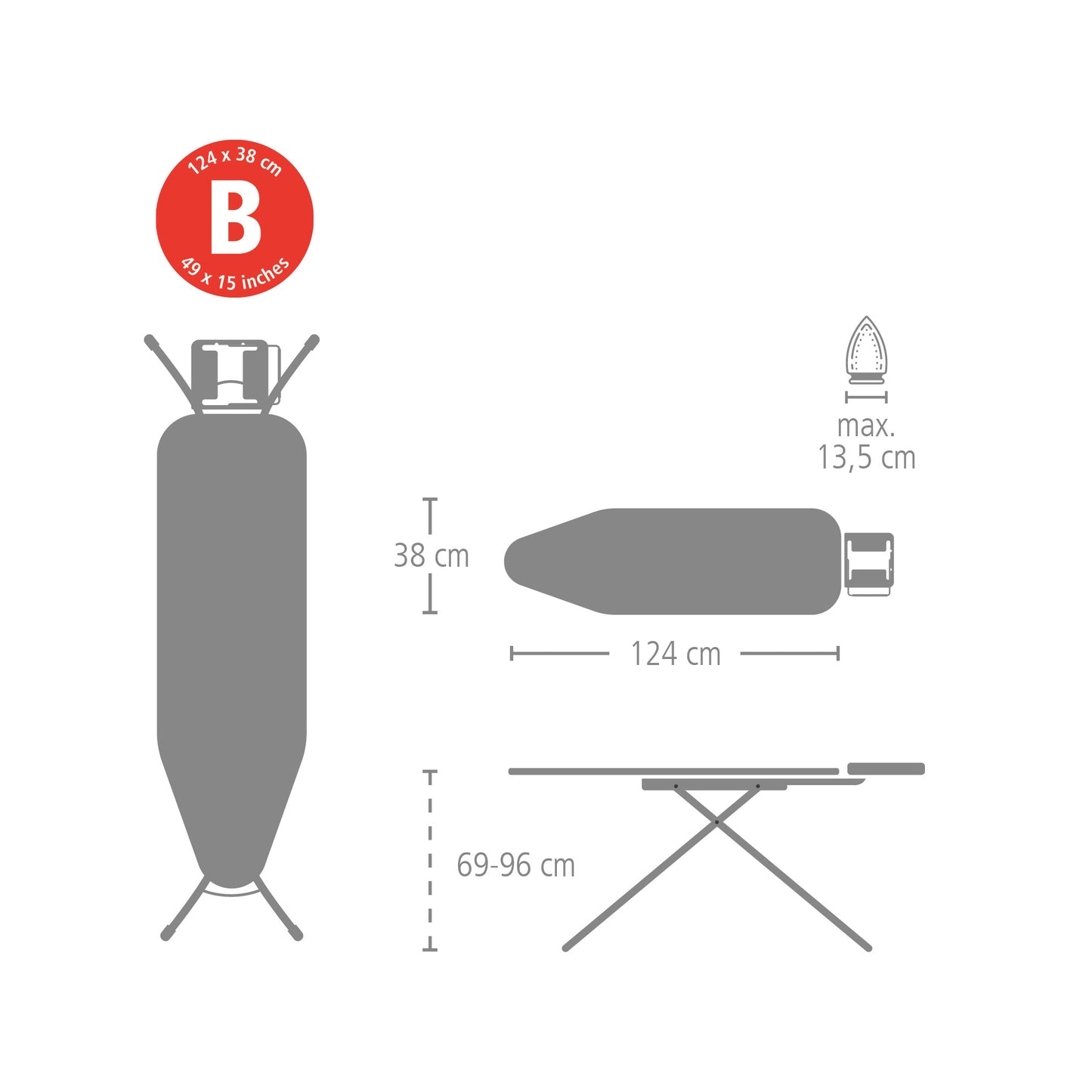 Ironing Board B 124x38 cm Solid Steam Iron Rest - Cotton Flower