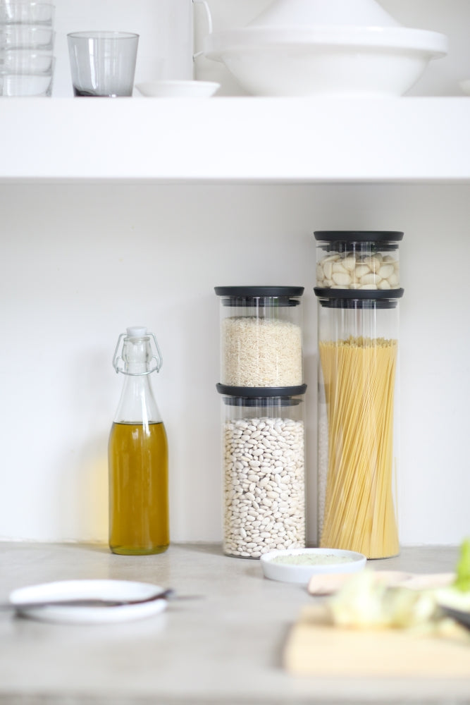 Stackable Glass Jar 1.9 litre - Dark Grey Lid