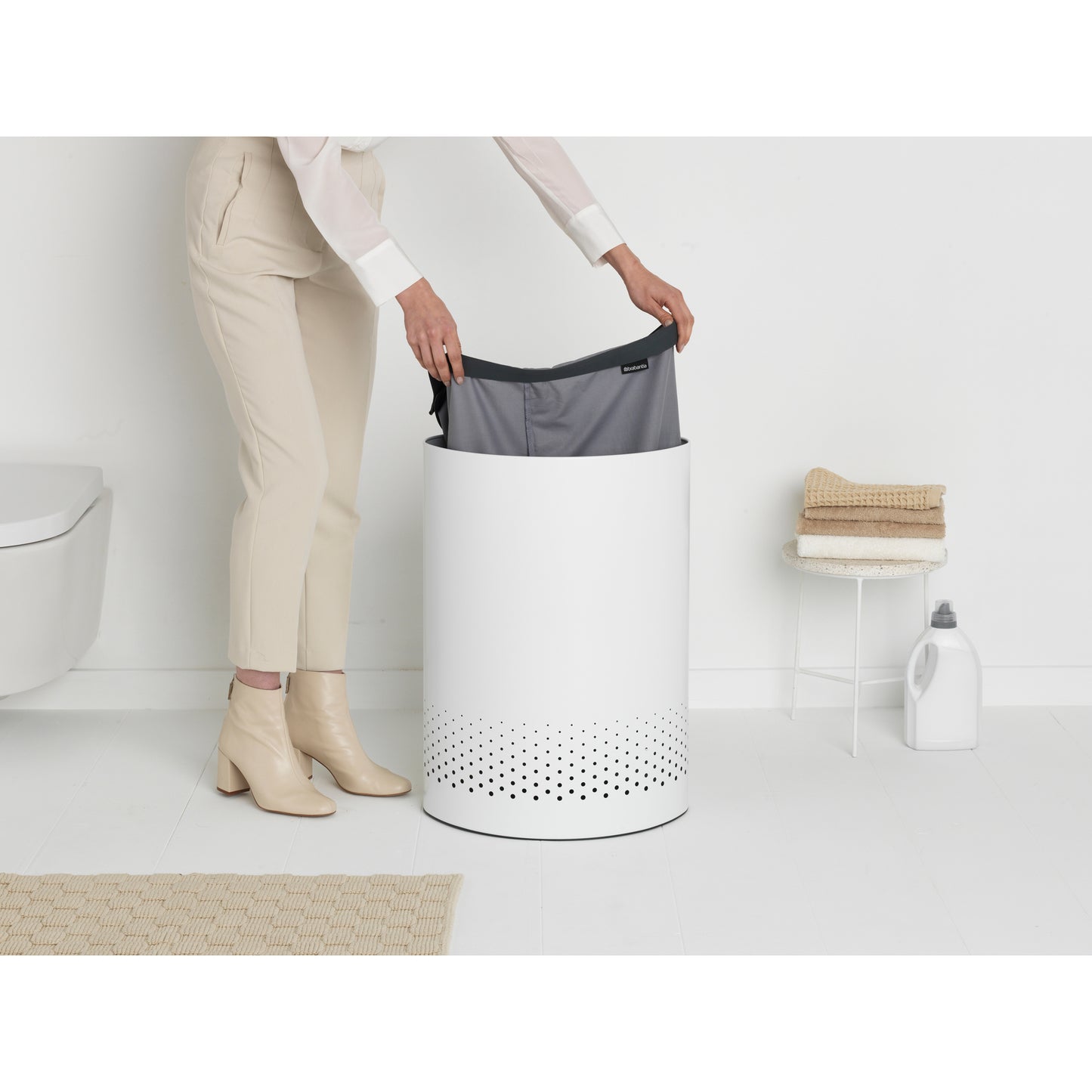 Laundry Bin 55 litre, Selector - White with Dark Grey Lid