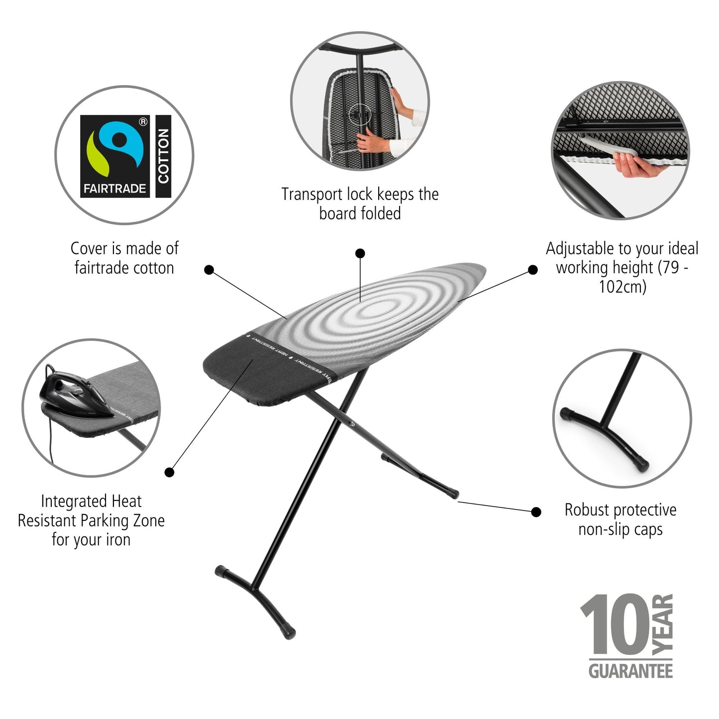 Ironing Board 135x45cm (D) Heat Resistant Iron Parking Zone - Titan Oval