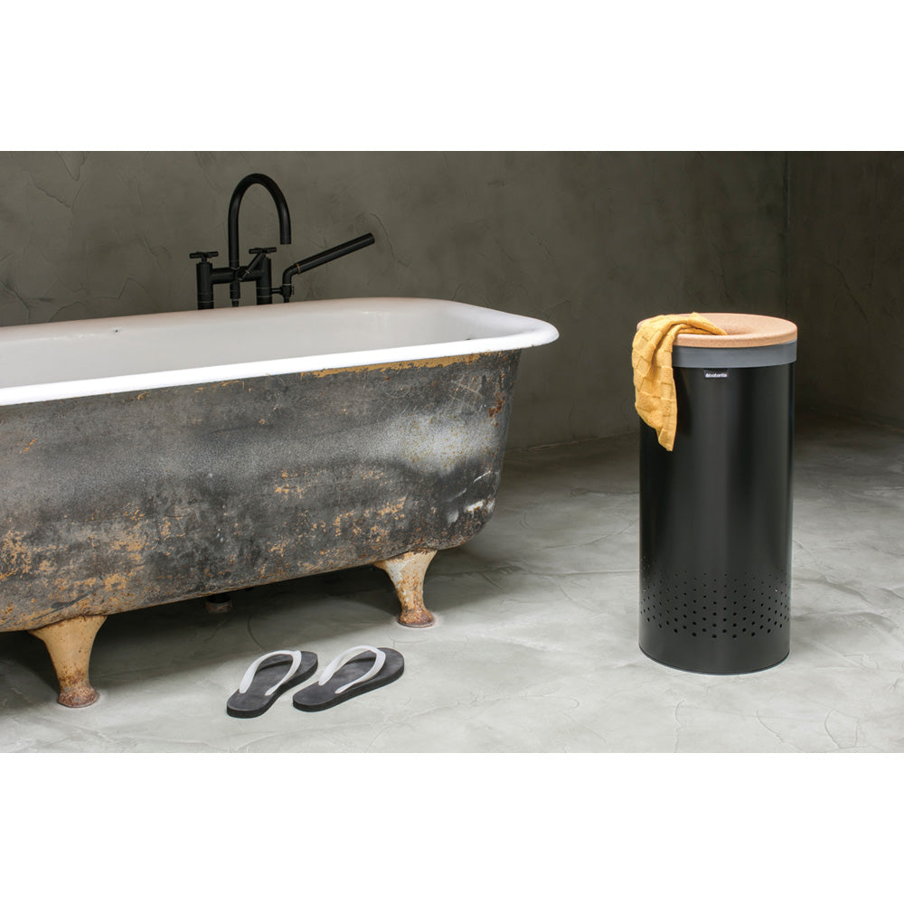 Laundry Bin 35 litre - Black with Cork Lid