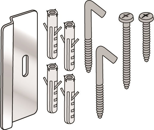 Replacement Fixing Set for Pull-Out Clothes Line - White
