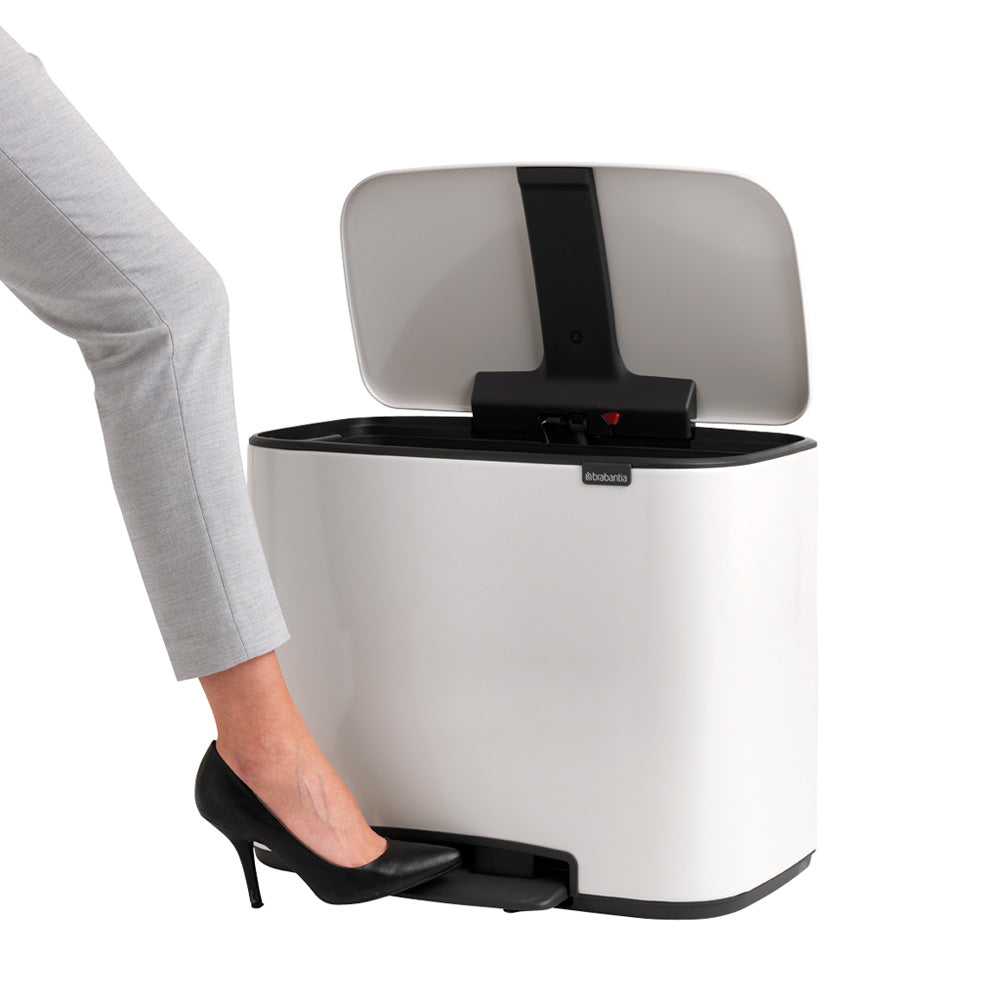 Bo Pedal Bin 3 x 11 Litre - White