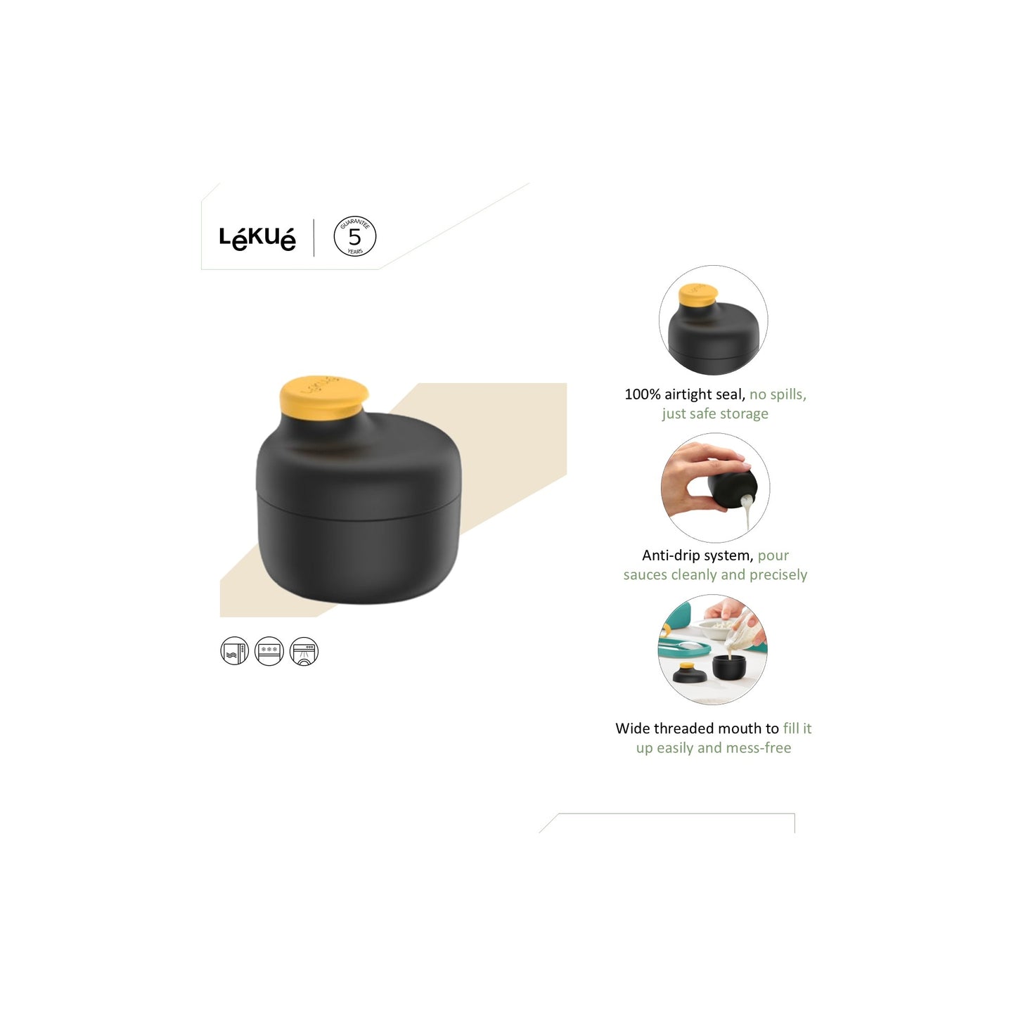Dressing and Sauce Container To Go - Black