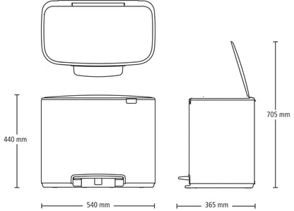 Bo Pedal Bin 11 + 23 litre - Matt Black