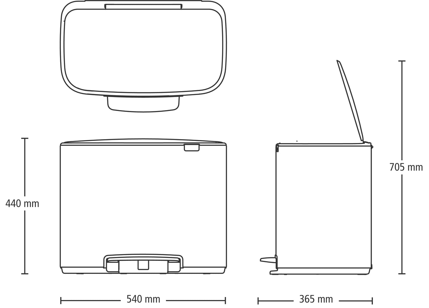 Bo Pedal Bin 3 x 11 litre - Platinum