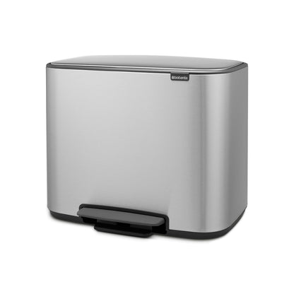 Bo Pedal Bin 3 x 11 Litre - Fingerprint Proof Matt Steel