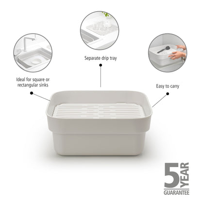 Washing Up Bowl with Drying Tray - Light Grey