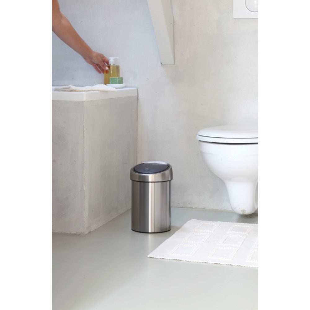 Touch Bin 3 litre - Matt Steel Fingerprint Proof