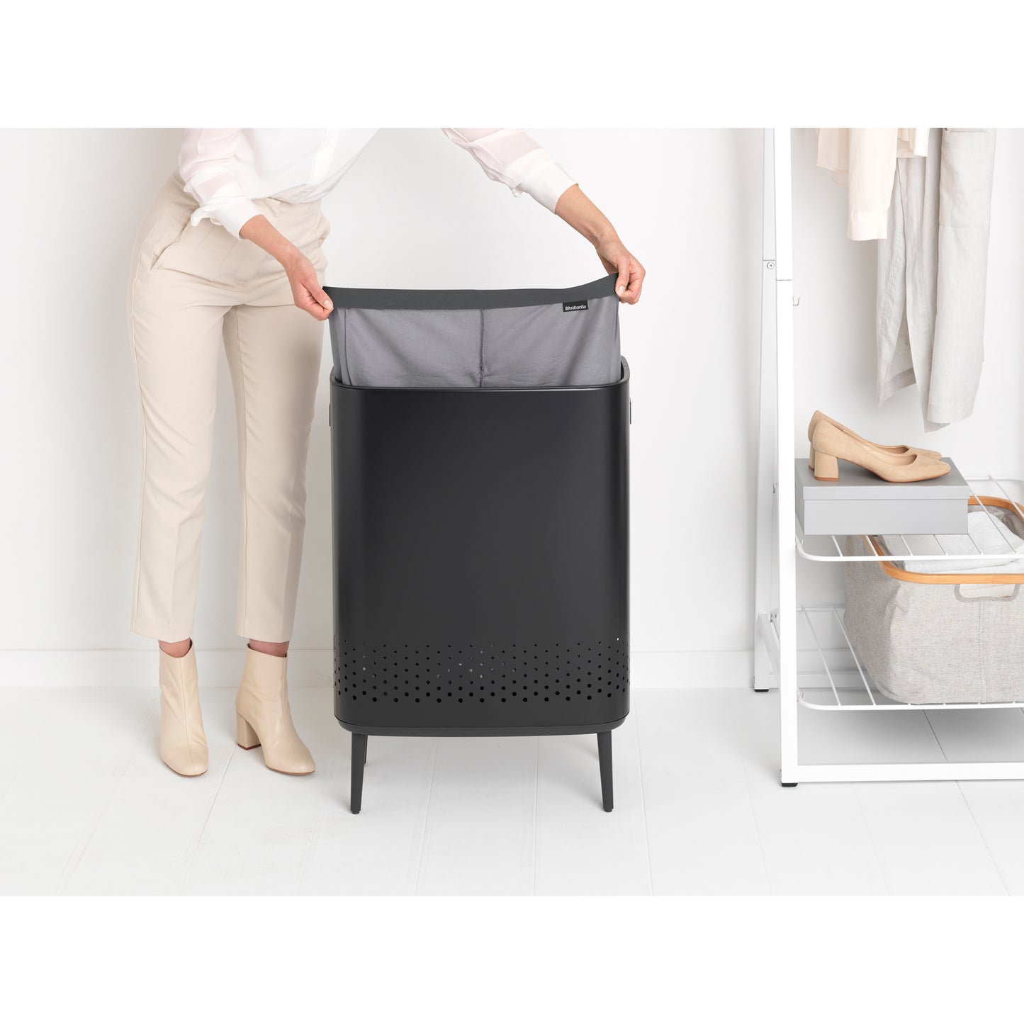 Bo Laundry Bin Hi 2 x 45 litre - Matt Black