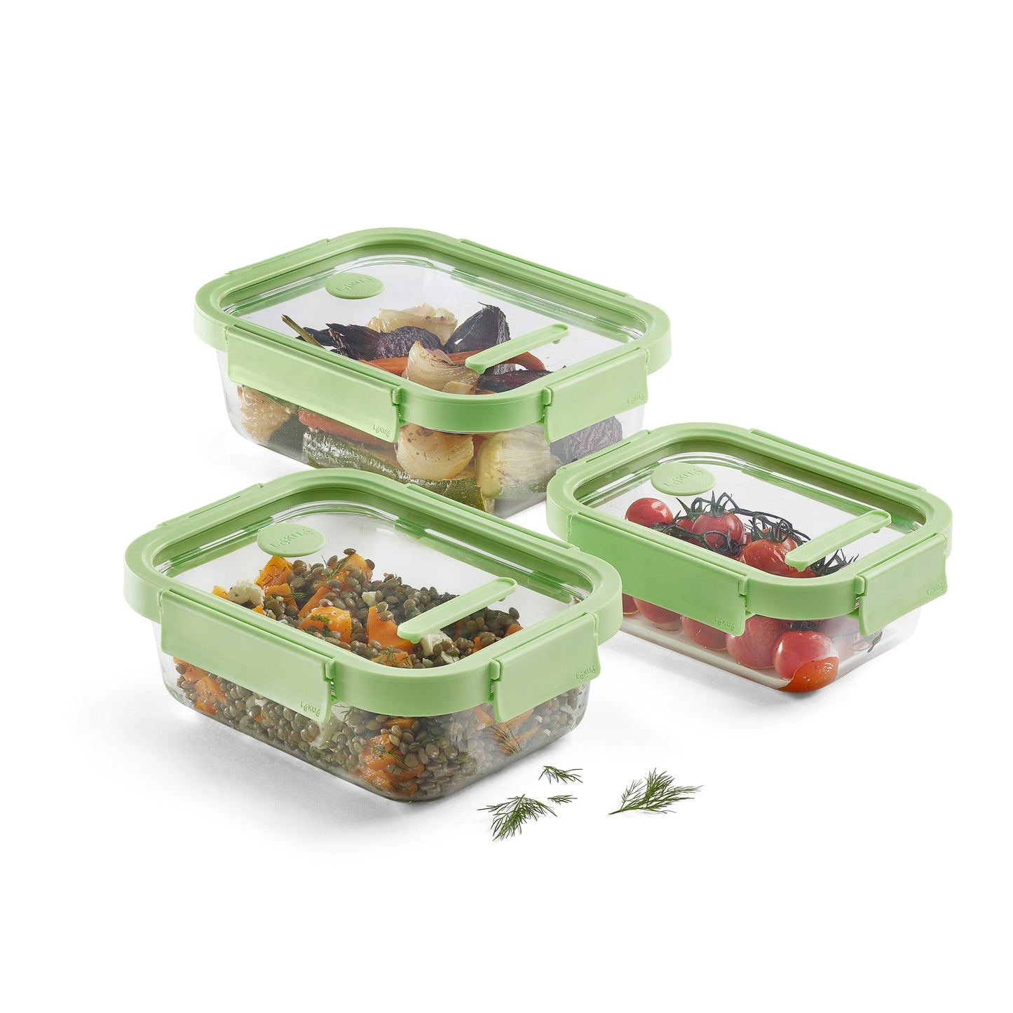 Glass Container Rectangular, 640 ml - Green
