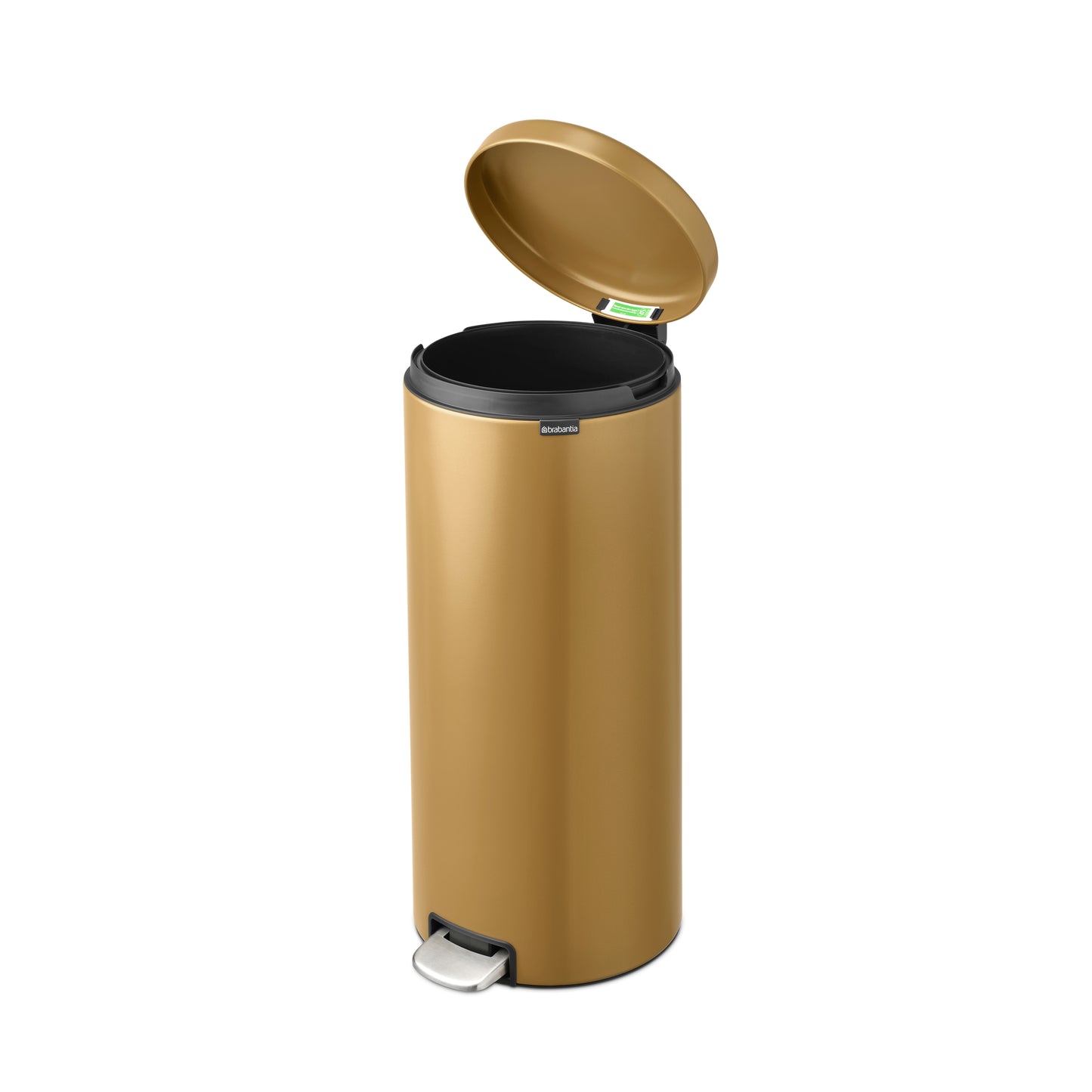 NewIcon Pedal Bin, 30 litre, Soft Closing, Plastic Inner Bucket - Warm Gold