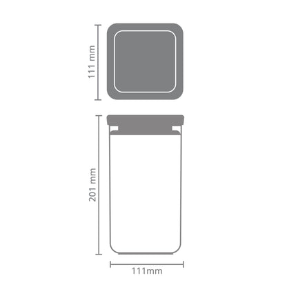 Tasty+ Square Canister 1.6 litre - Dark Grey Lid