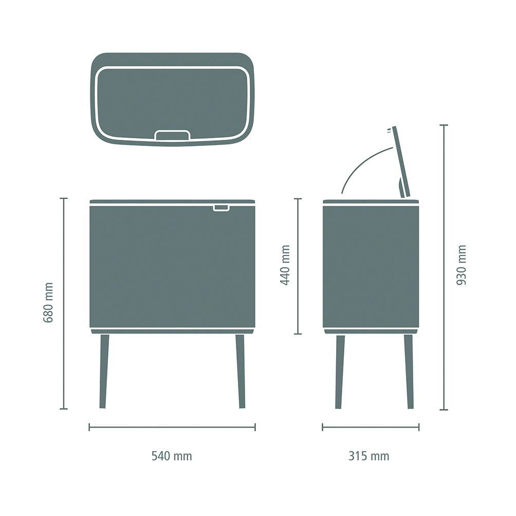 Bo Touch Bin 36 litre - Platinum