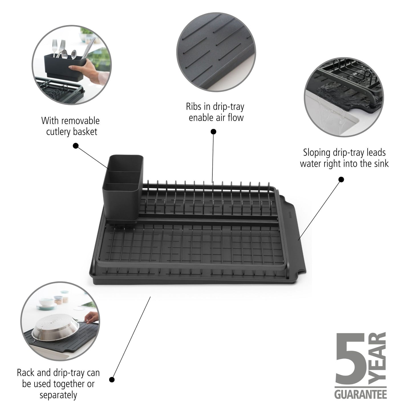 Dish Drying Rack - Dark Grey