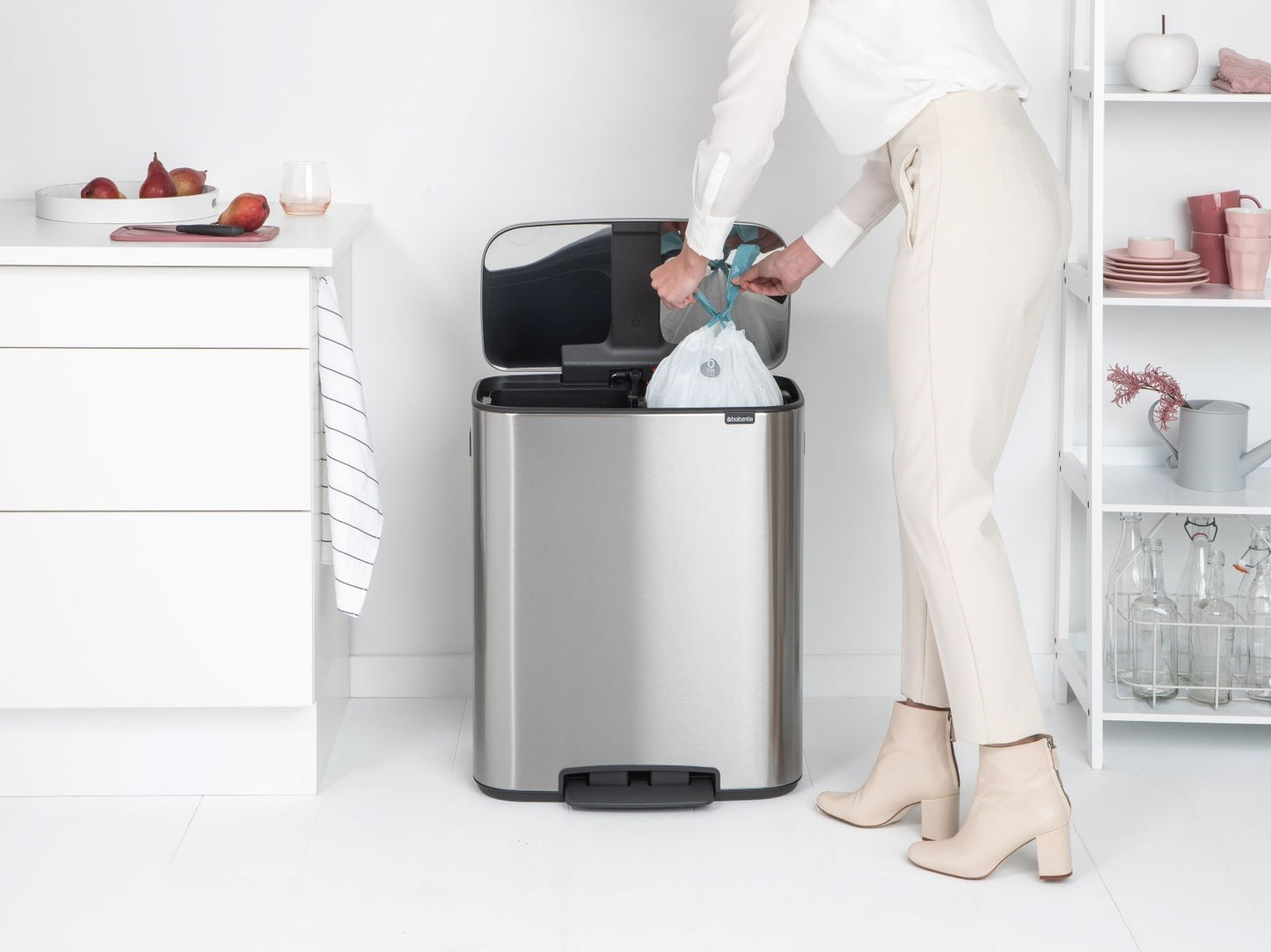 Bo Pedal Bin 2 x 30 litre - Matt Steel Fingerprint Proof