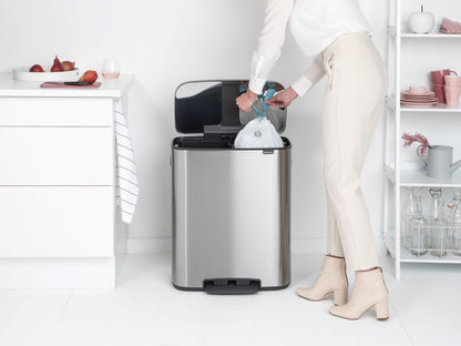 Bo Pedal Bin 2 x 30 litre - Matt Steel Fingerprint Proof