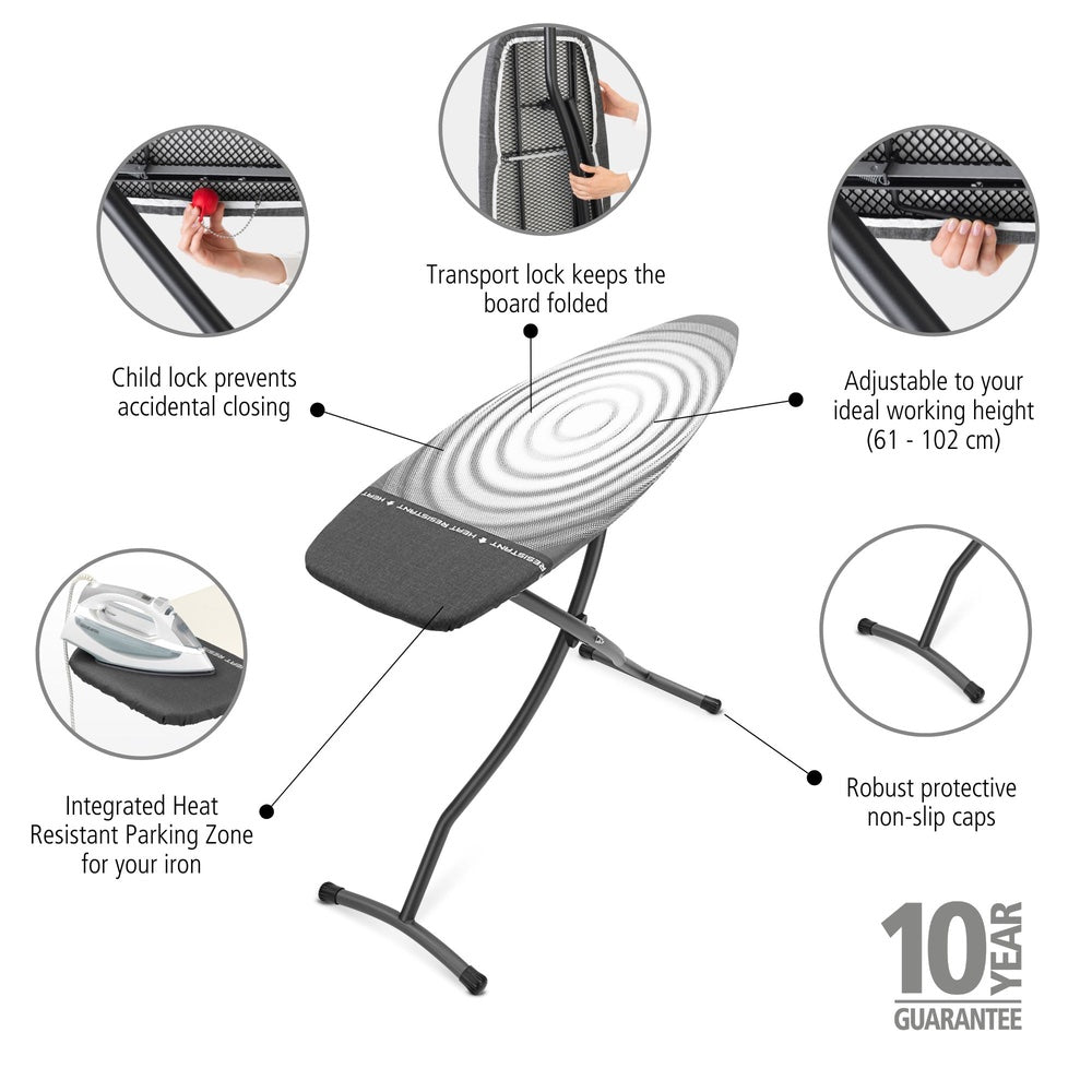 Ironing Board 135x45cm (D) Heat Resistant Iron Parking Zone - Titan Oval