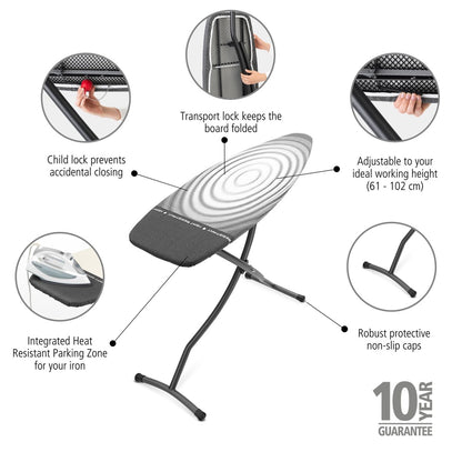 Ironing Board 135x45cm (D) Heat Resistant Iron Parking Zone - Titan Oval