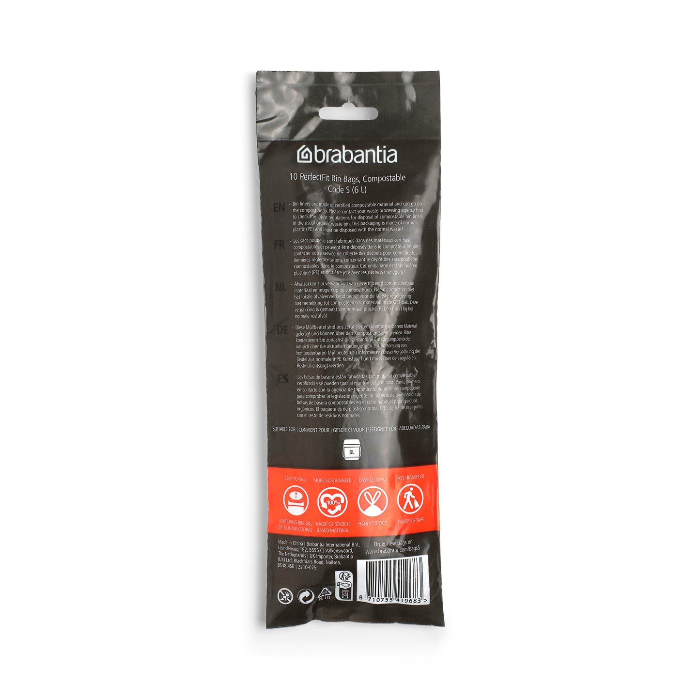 BinLiner Code S (6 litre) Compostable - 10 bags