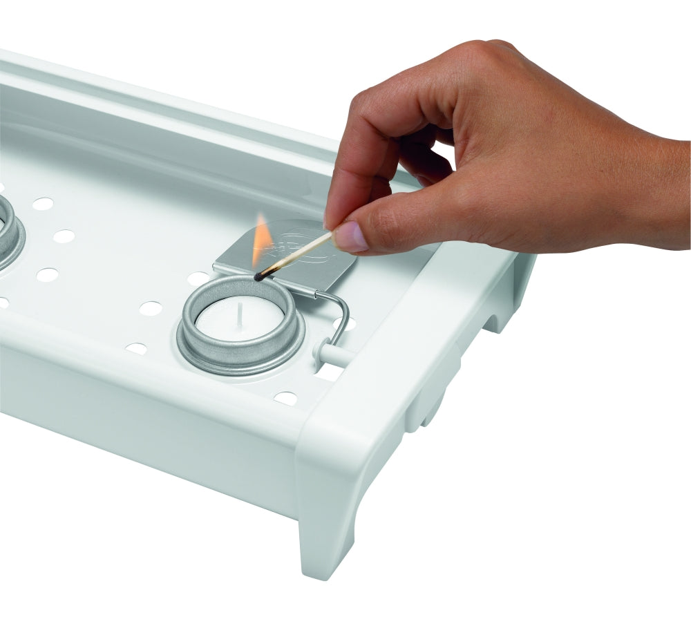 Food Warmer, 2 Burner, White/Grey Grill