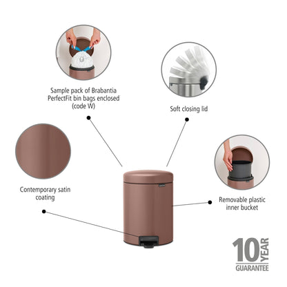 Pedal Bin NewIcon 5 litre - Satin Taupe
