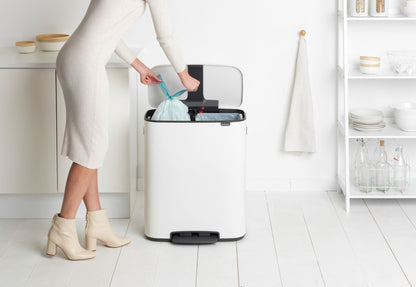 Bo Pedal Bin 2 x 30 litre - White