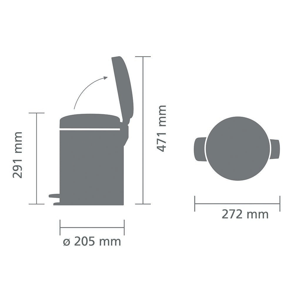 Pedal Bin NewIcon 5 Litre - Fingerprint Proof Matt Steel