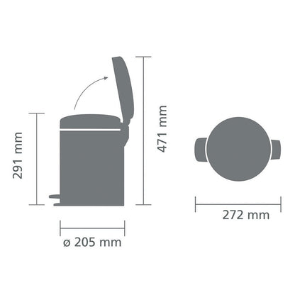 Pedal Bin NewIcon 5 Litre - Fingerprint Proof Matt Steel