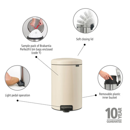 Pedal Bin NewIcon 20 Litre - Soft Beige